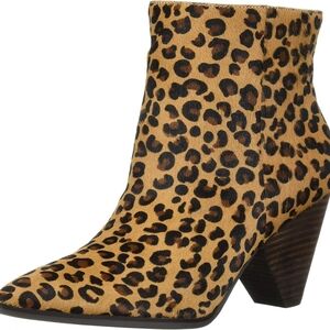 Lucky brand Munise leather cow hair  leopard booties Size 9